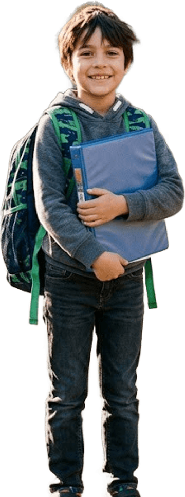 Student holding a binder